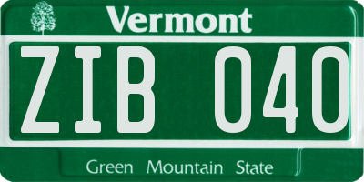 VT license plate ZIB040