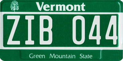 VT license plate ZIB044