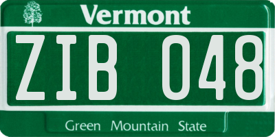 VT license plate ZIB048