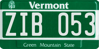 VT license plate ZIB053