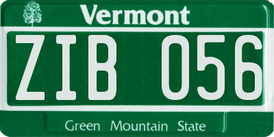 VT license plate ZIB056