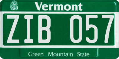 VT license plate ZIB057