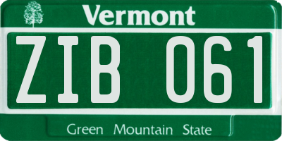 VT license plate ZIB061