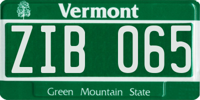 VT license plate ZIB065