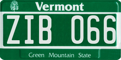 VT license plate ZIB066