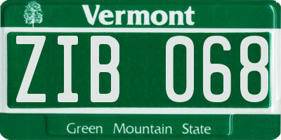 VT license plate ZIB068