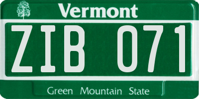 VT license plate ZIB071