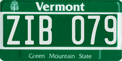 VT license plate ZIB079