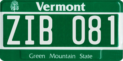 VT license plate ZIB081