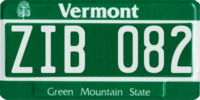 VT license plate ZIB082