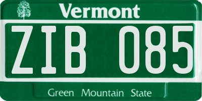 VT license plate ZIB085