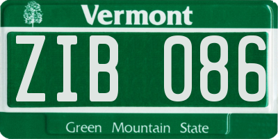 VT license plate ZIB086