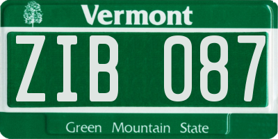 VT license plate ZIB087