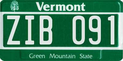 VT license plate ZIB091