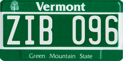 VT license plate ZIB096