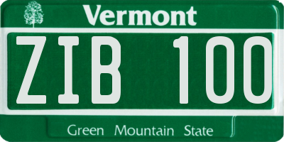 VT license plate ZIB100