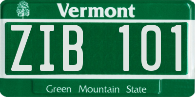VT license plate ZIB101
