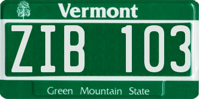 VT license plate ZIB103