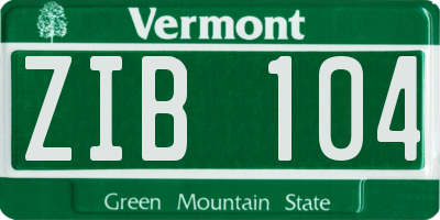 VT license plate ZIB104