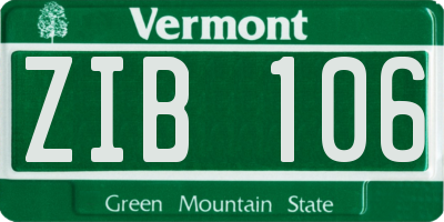 VT license plate ZIB106