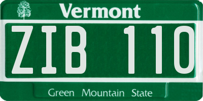 VT license plate ZIB110