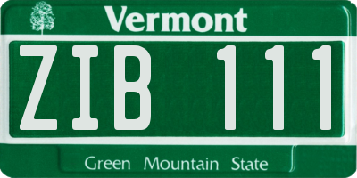 VT license plate ZIB111