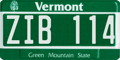 VT license plate ZIB114