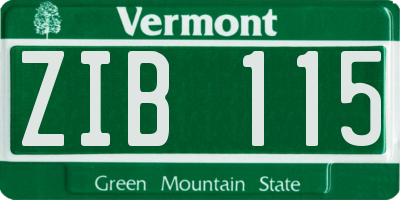 VT license plate ZIB115