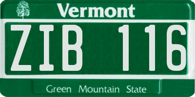 VT license plate ZIB116