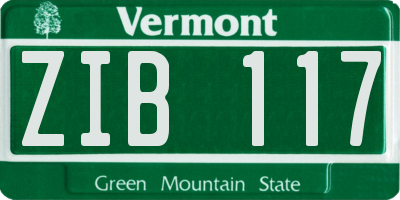 VT license plate ZIB117