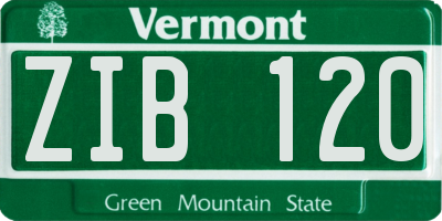 VT license plate ZIB120