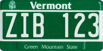 VT license plate ZIB123