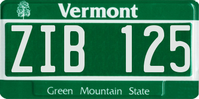VT license plate ZIB125