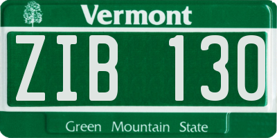VT license plate ZIB130