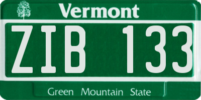 VT license plate ZIB133