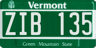 VT license plate ZIB135
