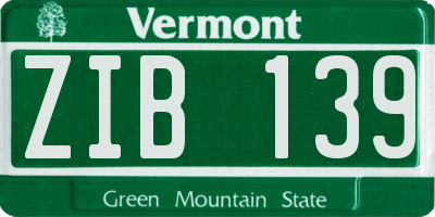 VT license plate ZIB139