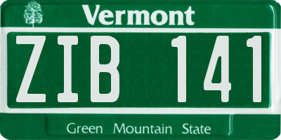 VT license plate ZIB141