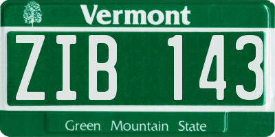 VT license plate ZIB143
