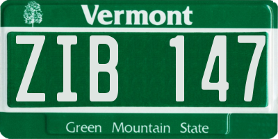 VT license plate ZIB147