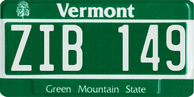 VT license plate ZIB149