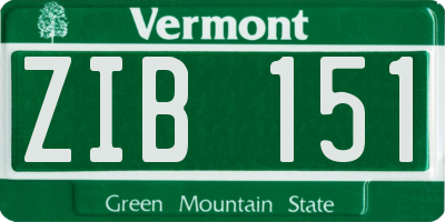 VT license plate ZIB151