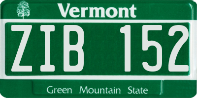 VT license plate ZIB152