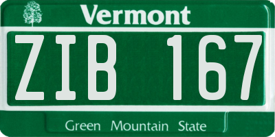 VT license plate ZIB167