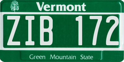 VT license plate ZIB172