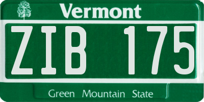 VT license plate ZIB175
