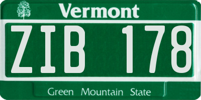 VT license plate ZIB178