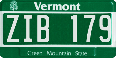VT license plate ZIB179