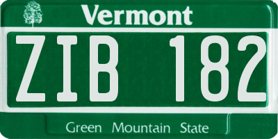 VT license plate ZIB182