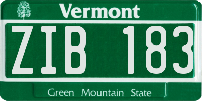 VT license plate ZIB183